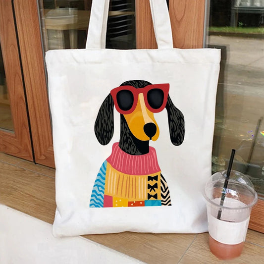 Dachshund Portrait Canvas Bag