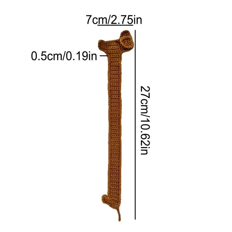 Measurement chart of a brown leather strap with dimensions labeled.