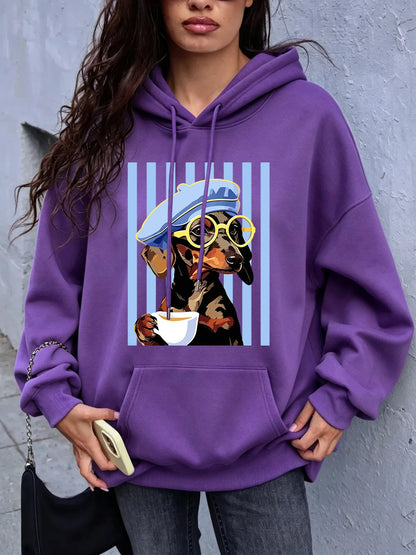 Women's Dachshund Print Hoodie