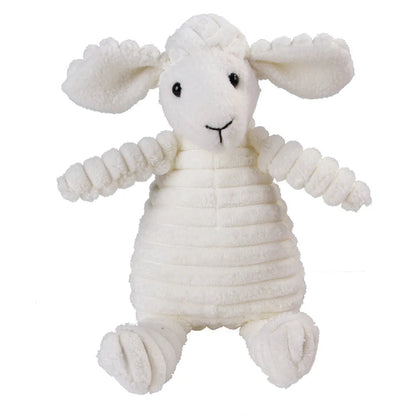 White plush toy sheep on a white background