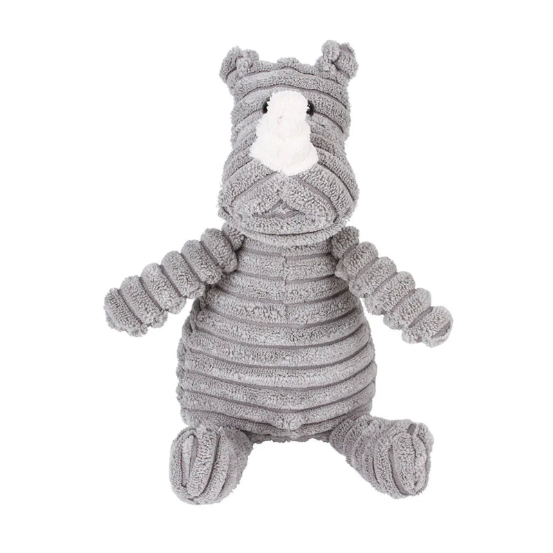 Gray plush toy with a hood on a white background
