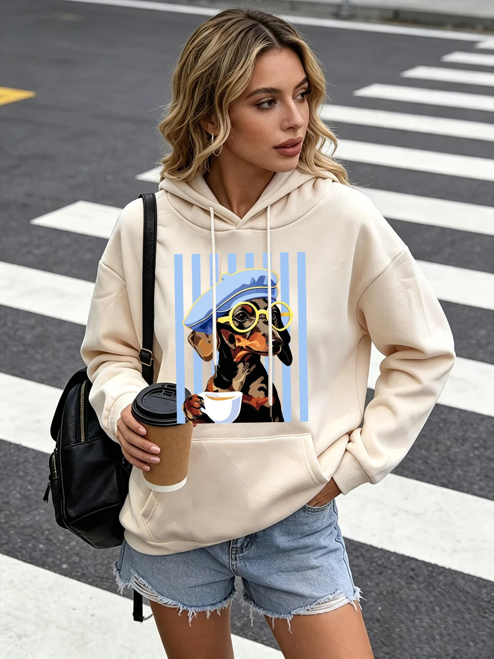 Women's Dachshund Print Hoodie