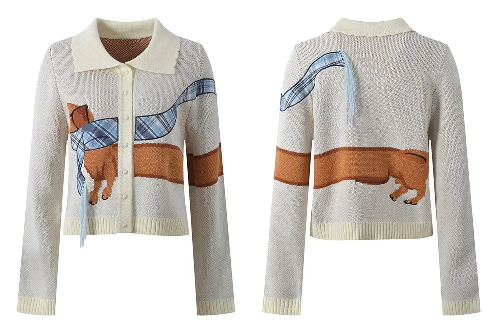 Dachshund Embroidered Cardigan
