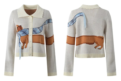 Dachshund Embroidered Cardigan