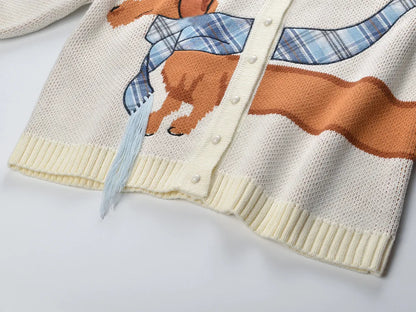 Dachshund Embroidered Cardigan