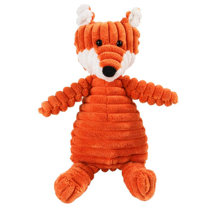 Plush toy fox with a white snout on a white background