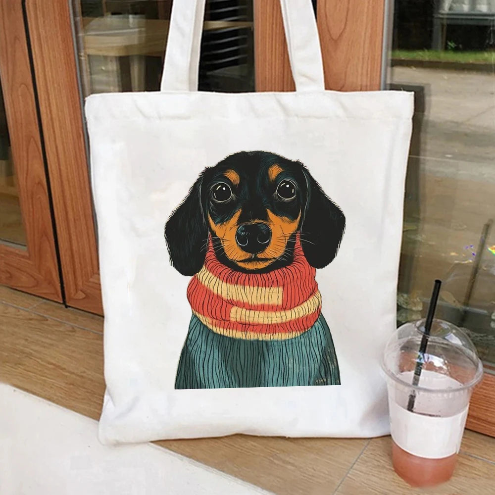 Dachshund Portrait Canvas Bag