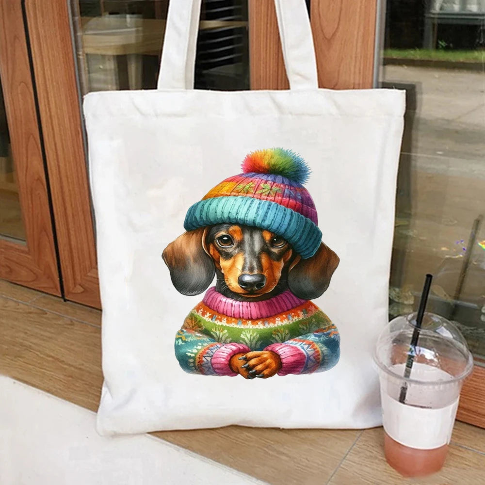 Dachshund Portrait Canvas Bag