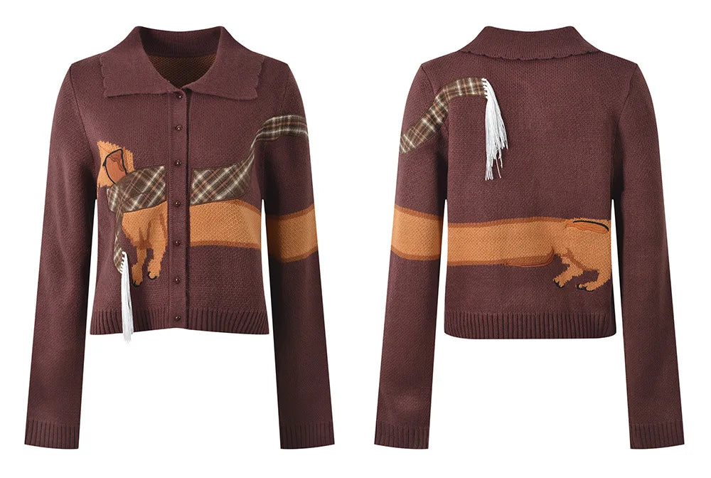 Dachshund Embroidered Cardigan