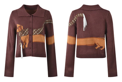 Dachshund Embroidered Cardigan