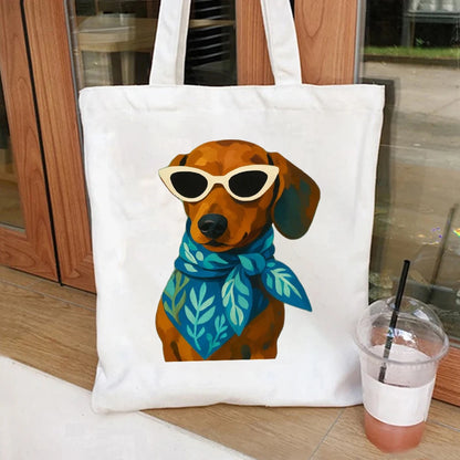 Dachshund Portrait Canvas Bag