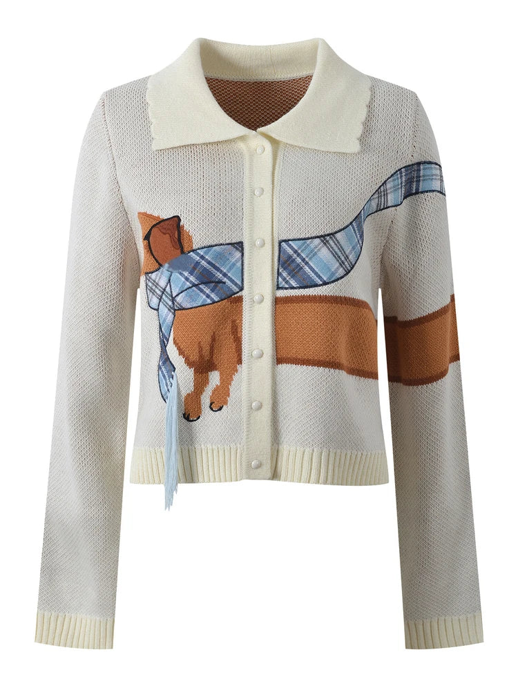 Dachshund Embroidered Cardigan