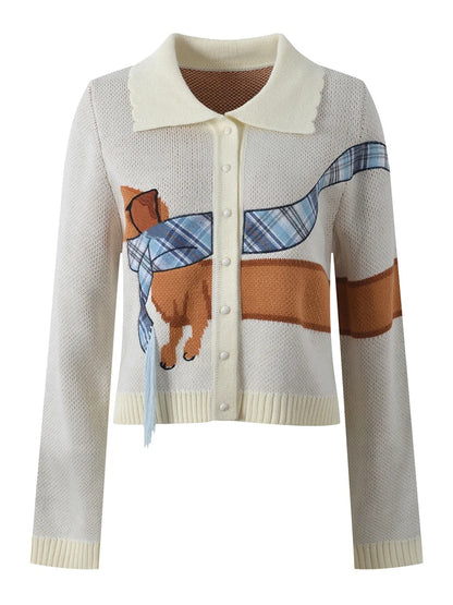 Dachshund Embroidered Cardigan