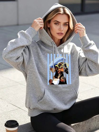Women's Dachshund Print Hoodie