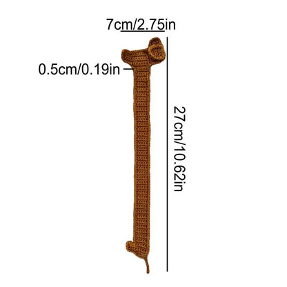 Measurement chart of a brown leather strap with dimensions labeled.