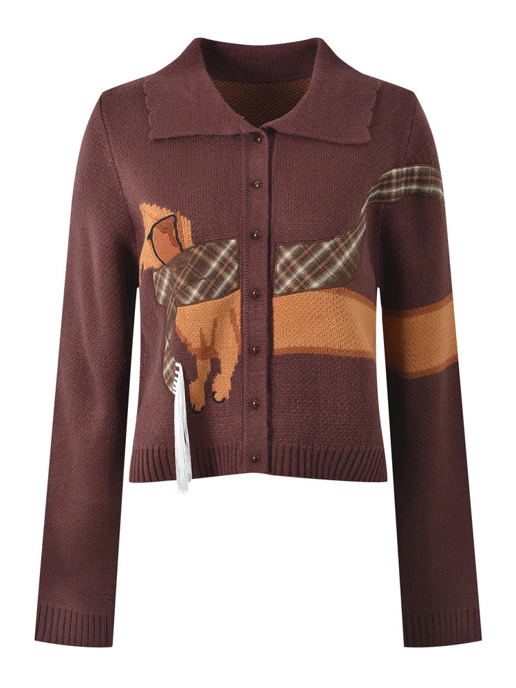 Dachshund Embroidered Cardigan