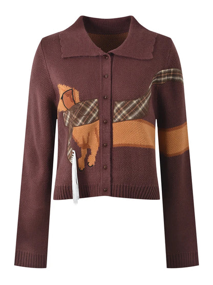 Dachshund Embroidered Cardigan