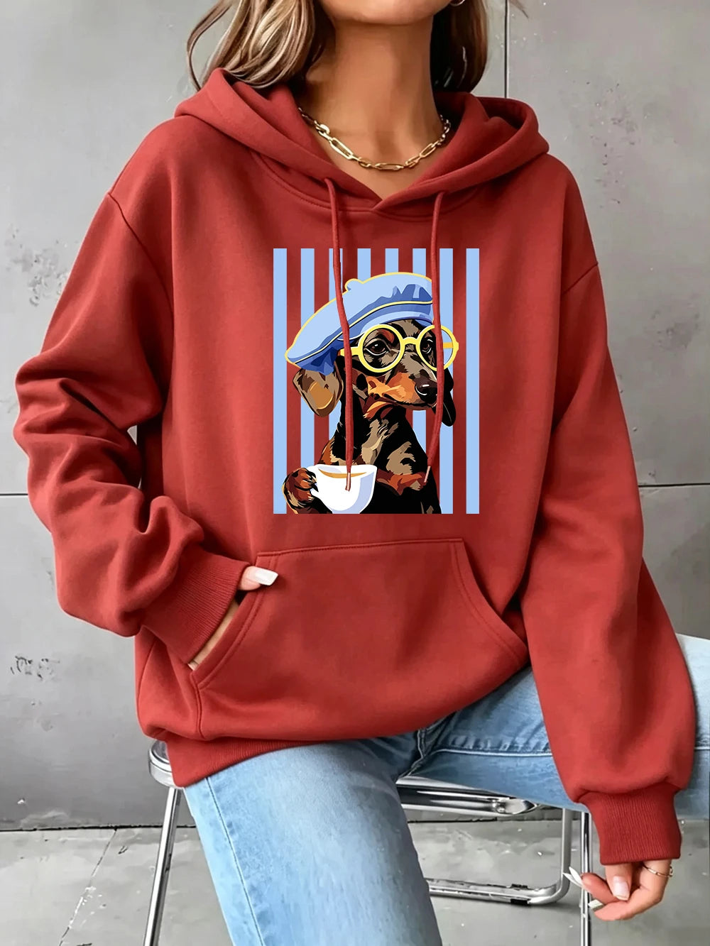 Women's Dachshund Print Hoodie