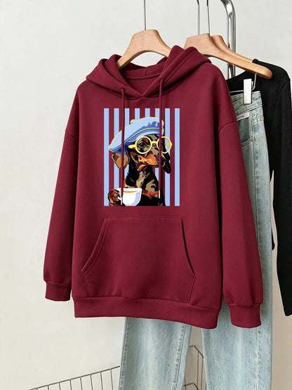 Women's Dachshund Print Hoodie